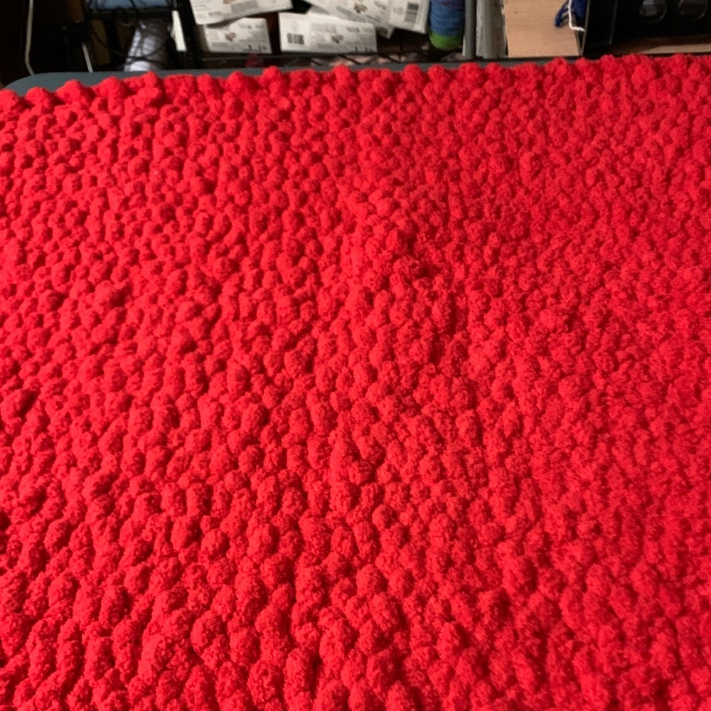Cozy Chunky Red Textured Hand Knitting Toddlers Throw 38x32